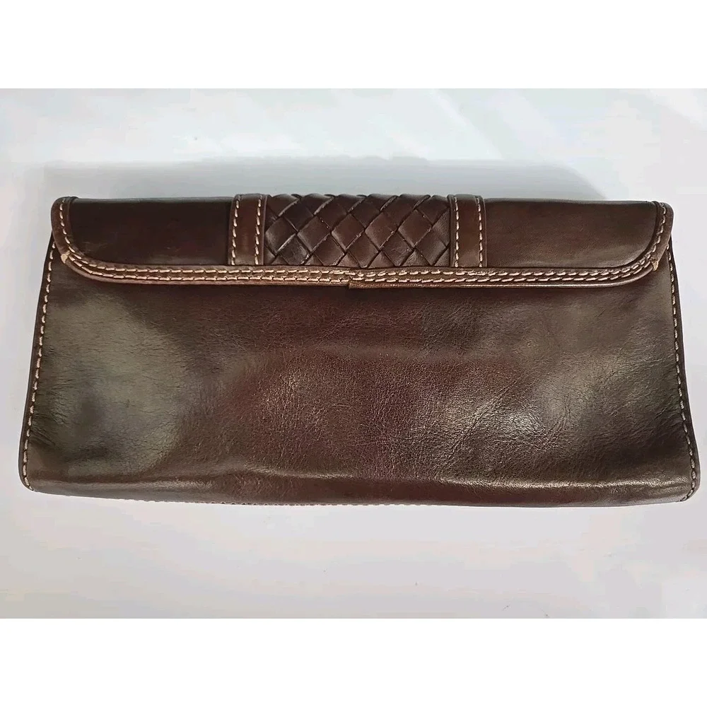 Elliott Lucca Brown Leather Clutch Shoulder Bag (No Strap)‎